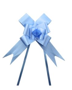 Pull Bow Flower Sky Blue Ribbon - 30mm (Pack of 10)