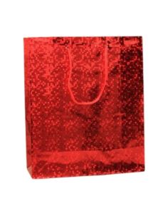 Wholesale Red holographic paper gift bag-21.5x18x7.5cm