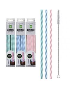 Reusable Plastic Straws with Cleaning Brush