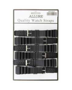Allure Heavy Duty Silicone Watch Straps - Black - 24mm