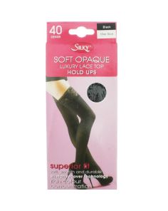 Silky's 40 Denier Lace Top Hold Ups - Black (One Size)