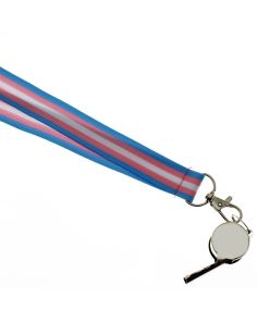 Wholesale Silver Whistle With Lanyard - Transgender Colours