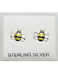 Sterling Silver Bee Design Studs - 10mm