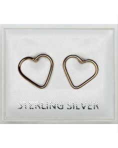 Sterling Silver Gold Heart Studs - 10mm