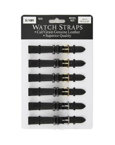 Calf Grain Leather Black Regular Watch Straps Ass Buckles - 14mm BL14MR