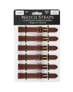 Calf Grain Brown Leather Regular Watch Straps - Asst. Buckles - 16mm