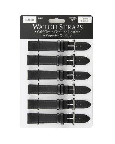 Calf Grain Leather Regular Black Watch Straps-18mm