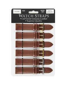 Calf Grain Brown Leather Regular Watch Straps - Asst. Buckles - 20mm