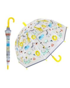 Children's Jungle Print Wind Resistant Dome Umbrella With Crook Handle