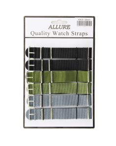 Wholesale Allure Nato Replacement Nylon Watch Straps - Asst. Colours - 22mm