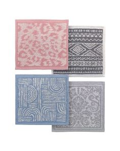 Wholesale 100% Egyptian Cotton Jacquard Face Cloths On Trend Design  - Assorted 