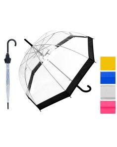 Wholesale Bordered Clear Dome Umbrella - Assorted 