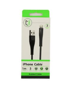Wholesale C3 1m Data Charging iPhone Braided Cable - Black
