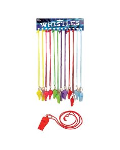 Wholesale Plastic Whistles On Cord - Pastel Assortment 