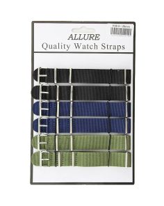 Wholesale Allure Nato Replacement Nylon Watch Straps - Asst. Colours - 20mm
