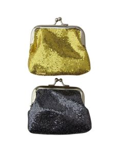 Wholesale Sparkly Multi Coloured Silver Sequin Coin Purse With Ball Snap Clasp