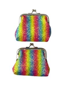Wholesale Rainbow Glitter Sequin Clasp Purse-9x7cm